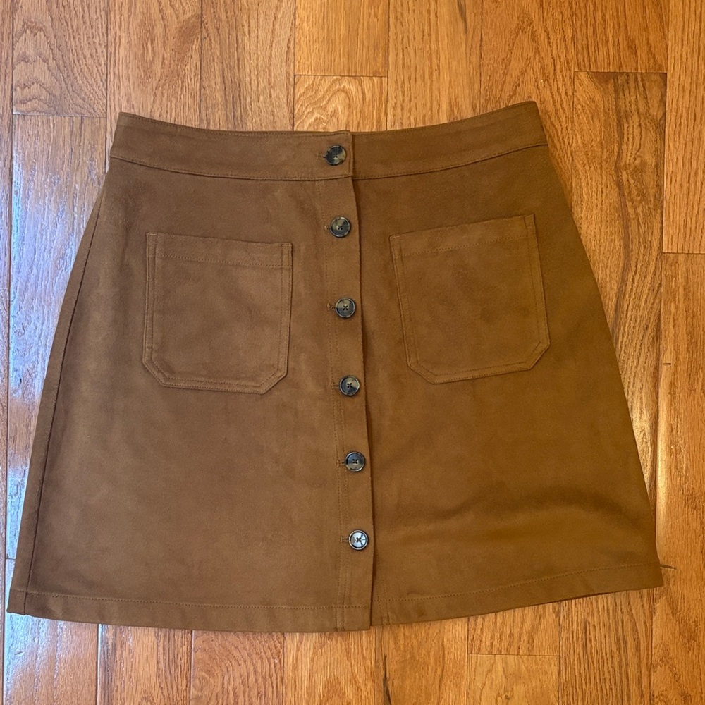Marine Layer A-Line Brown Skirt with Buttons